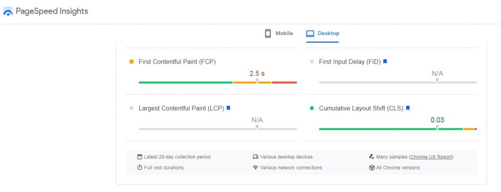 Informazioni sulla velocità della pagina di Google