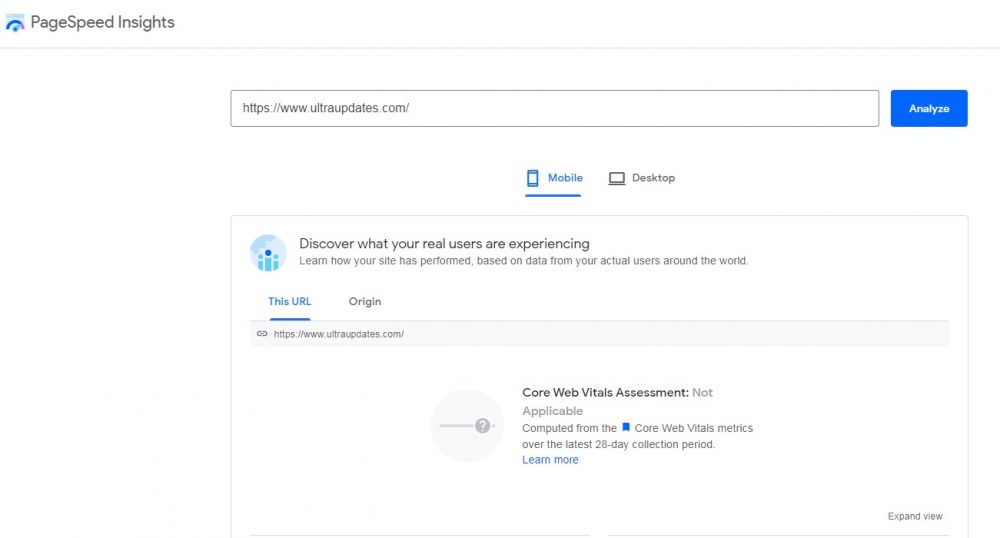Velocità della pagina di Google