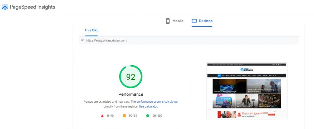 Informazioni sulla velocità della pagina di Google