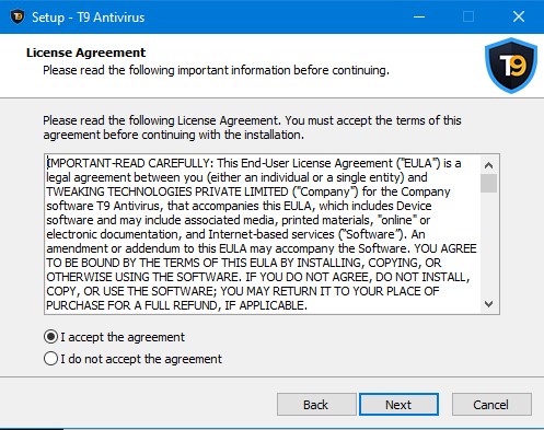 configuración antivirus t9