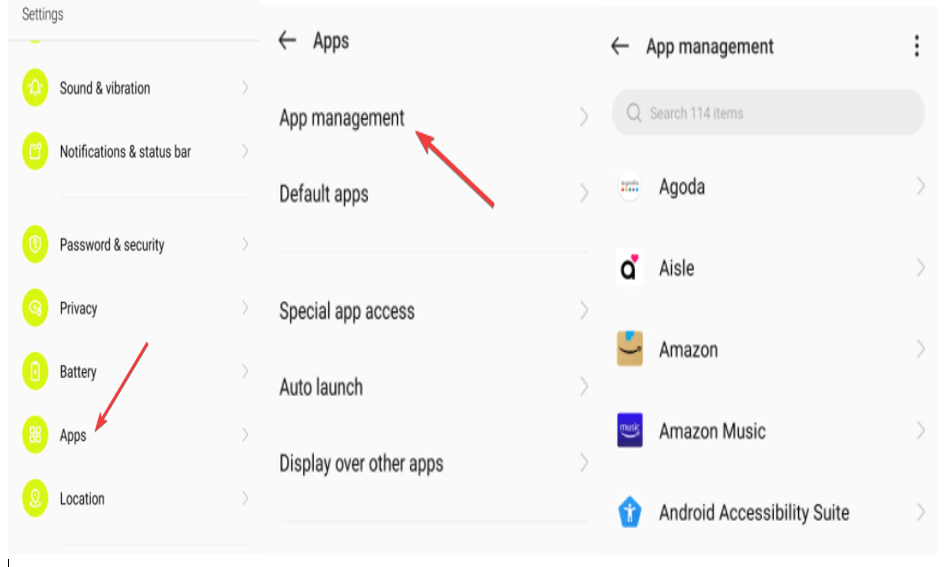 Gestion des applications