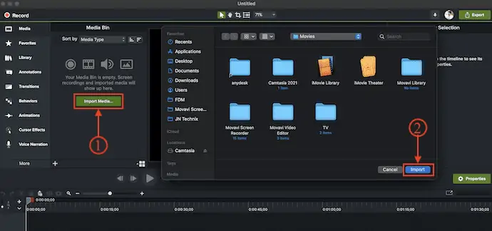 Importar medios en Camtasia