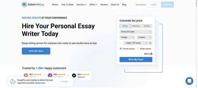 Página de inicio de EssayPro
