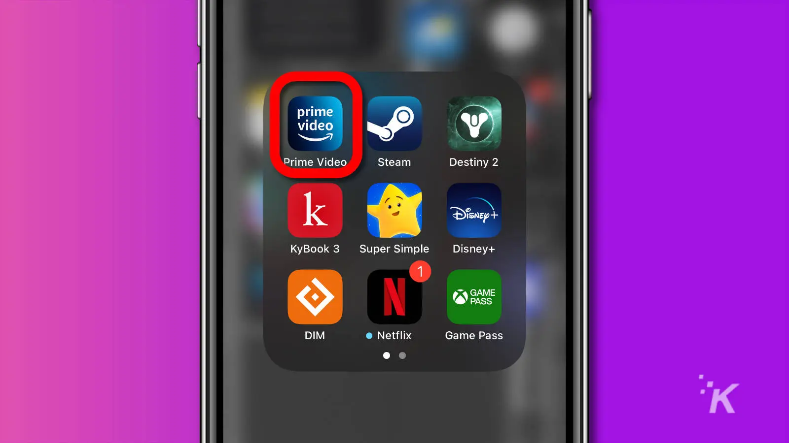 captura de tela de uma tela inicial do iphone com o ícone do aplicativo de vídeo principal realçado