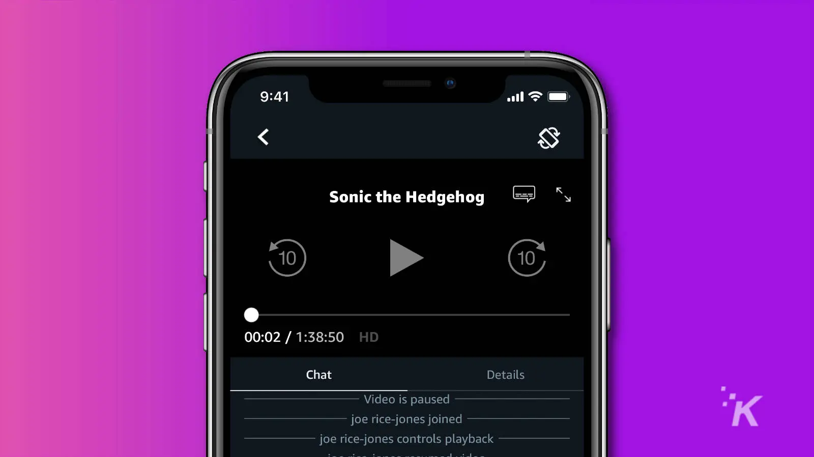captura de tela do watch party mostrando os controles