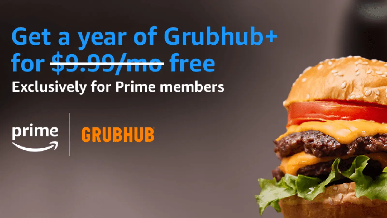 zrzut ekranu darmowego grubhuba plus oferta dla członków amazon prime