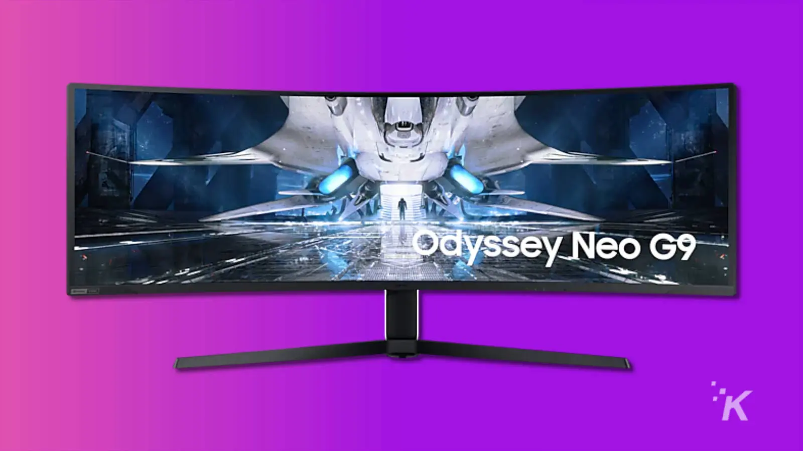 samsung g9 neo 2 dengan latar belakang ungu