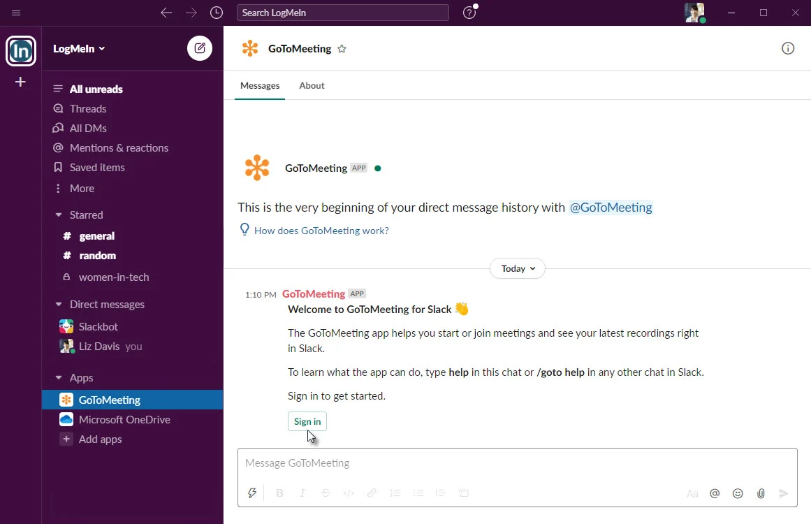 Integrasi Slack Rapat GoTo