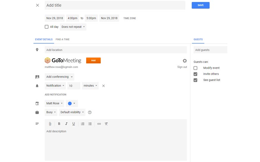GoTo ミーティング Google カレンダーの統合