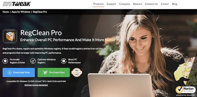 Systweak RegClean Pro-Homepage