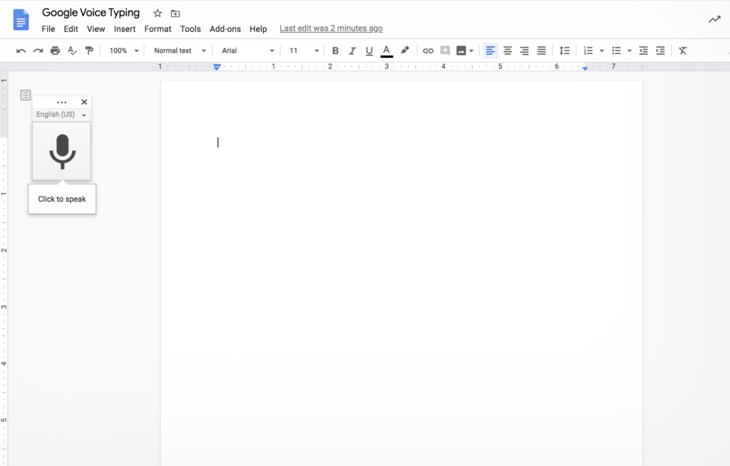 Voz do Documentos Google