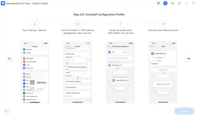 Eliminați profilul de configurare din Dr.Fone