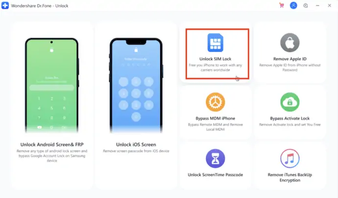 ปลดล็อกซิมใน Dr.Fone