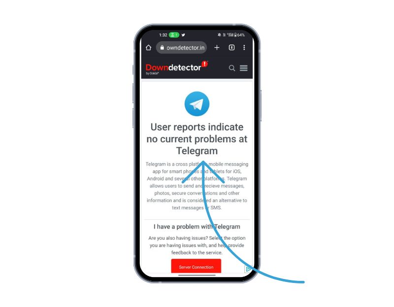 ダウンディテクターテレグラム image showing down detector telegram